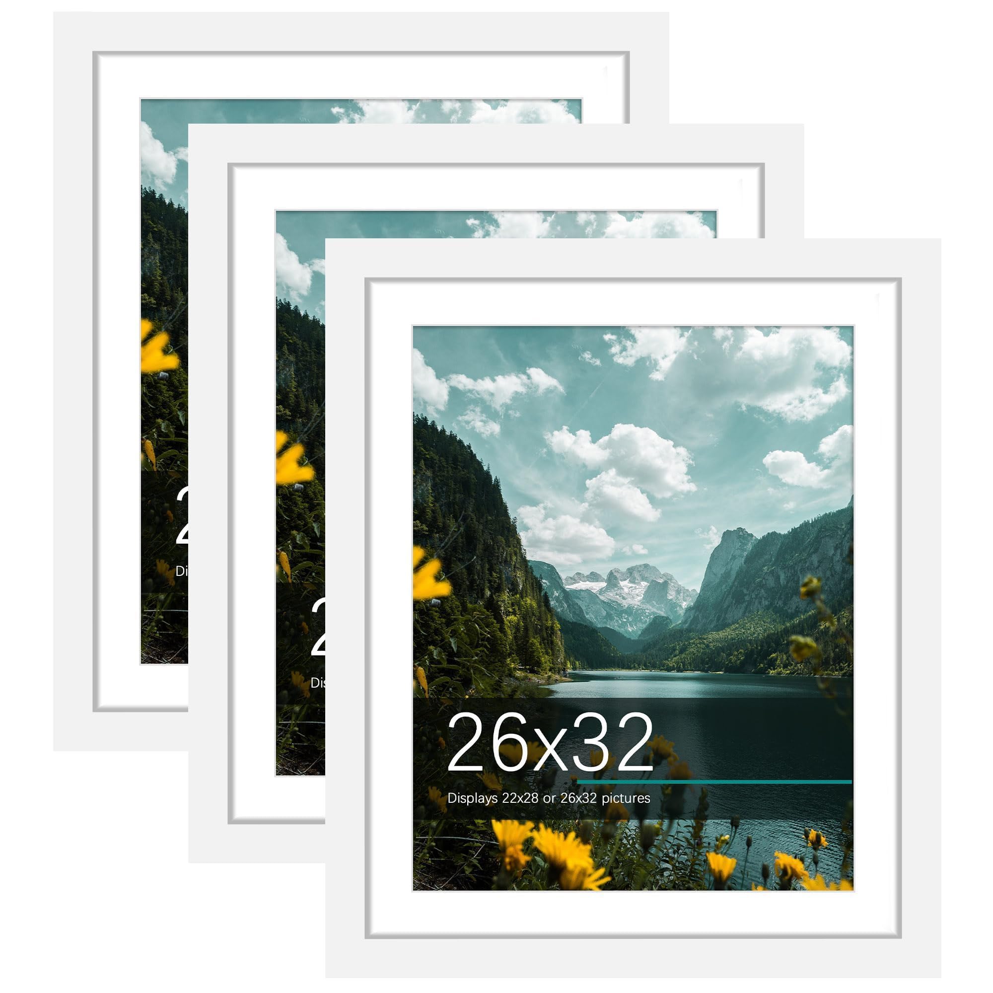 Picrit 26x32 White Picture Frame, Poster Frame for Wall, 3 Pack