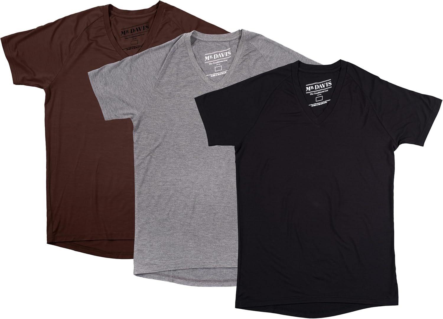 Mr. Davis Men's Bamboo Viscose Traditional Cut V Neck - Stylish Undershirts with Stretch Fabric for a 3 Pack