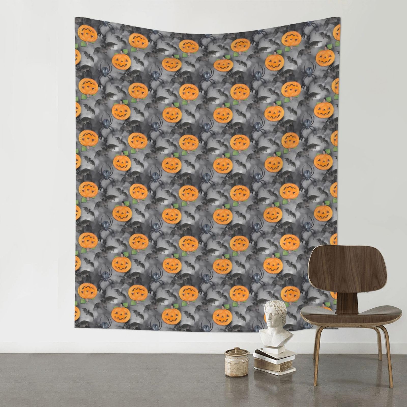 YYHHAOFA Halloween Pumpkin Prints 60x51in Wall Tapestry – Durable Polyester Throw for Dorm, Beach, & Home Decor