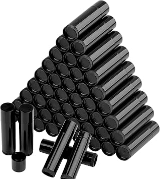 50 Empty Lipstick Tubes, Reusable Plastic Containers Refillable with Cap for DIY Lip Balm Black, 5g