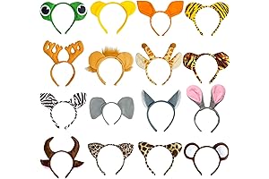 16Pcs Jungle Animal Ears Headbands: Safari Party Favors for Wild Kids
