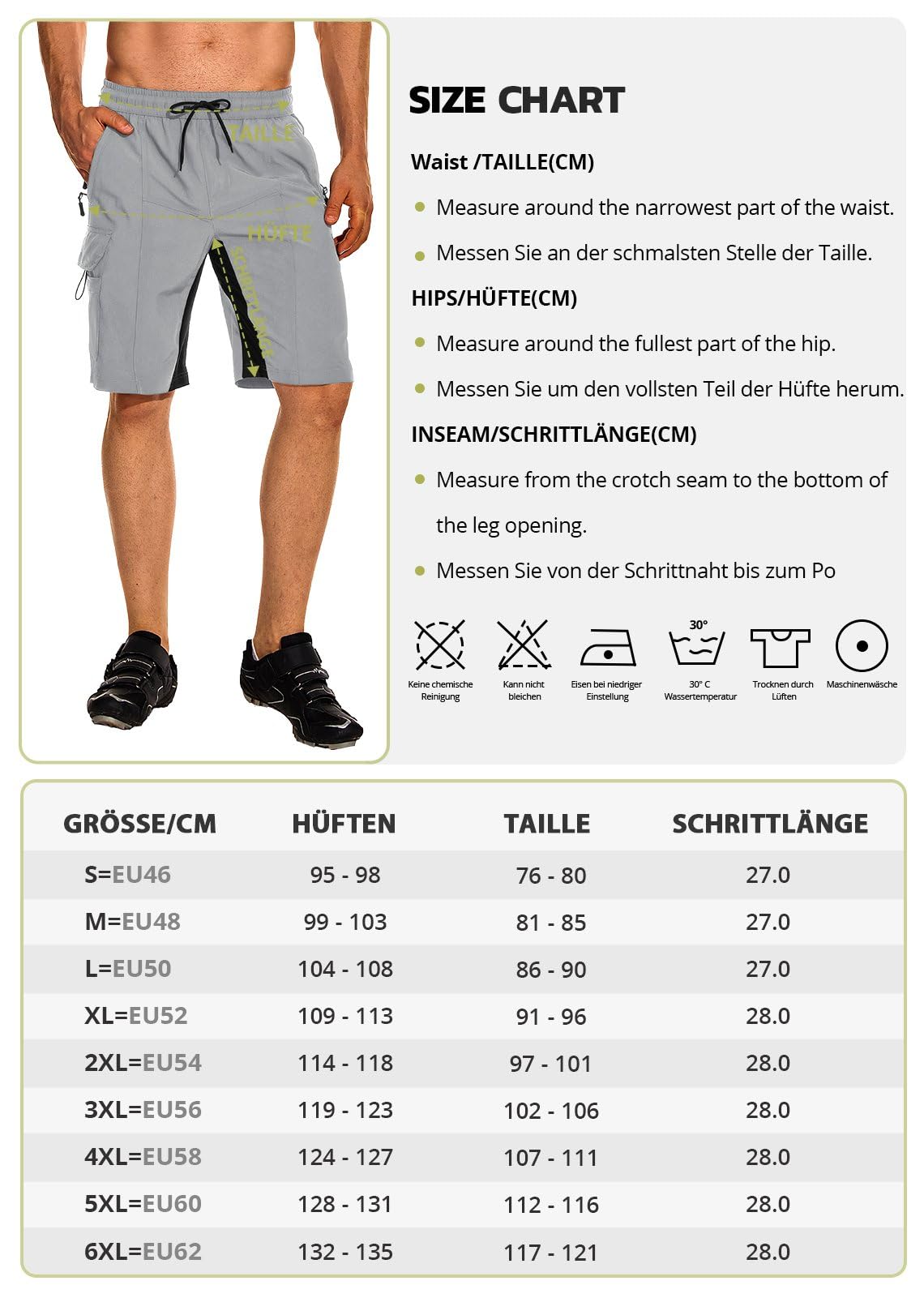 Hiauspor Pantalones cortos para bicicleta de montaña para