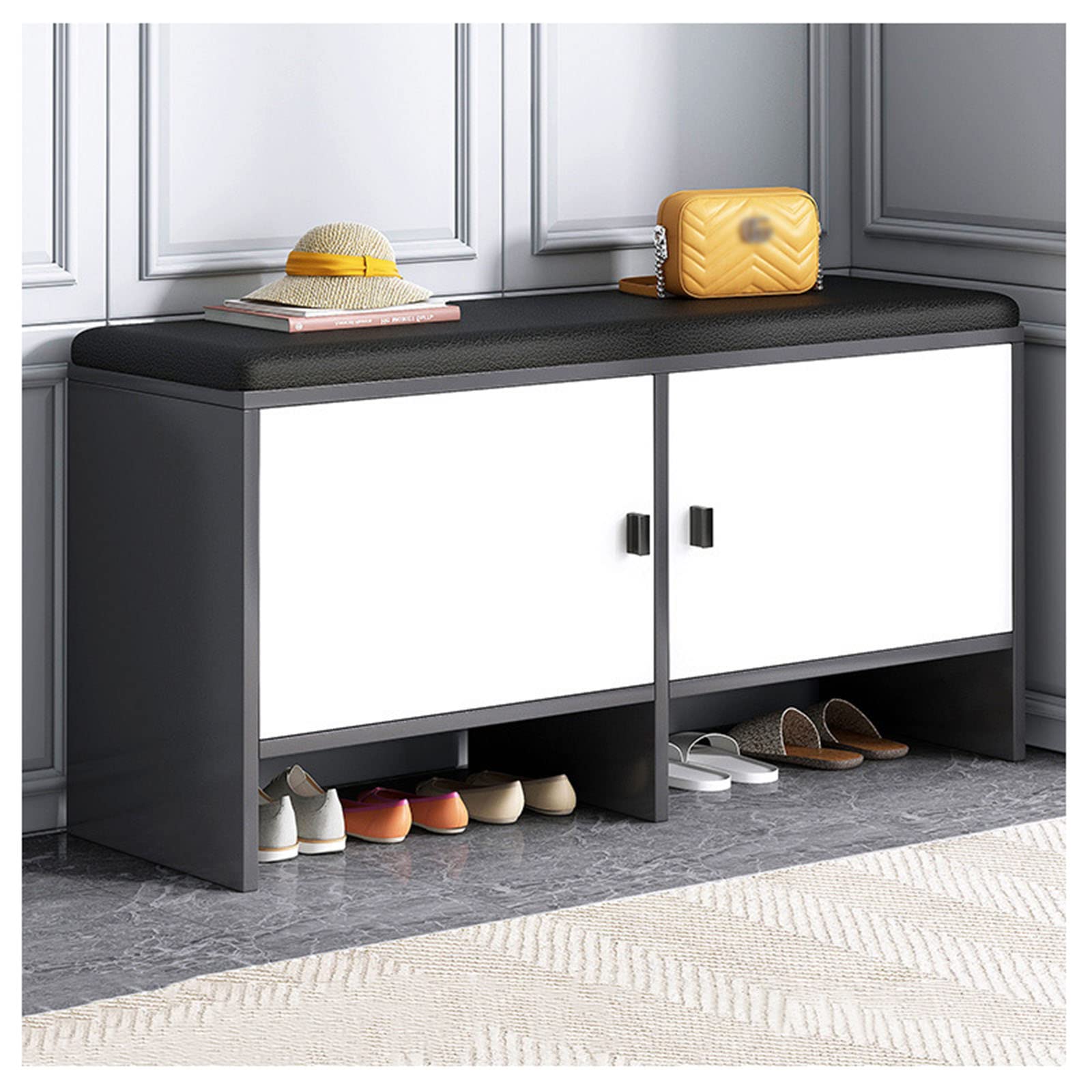 Tabouret de rangement entrée avec banc de canapé moderne et meuble chaussures gain de place