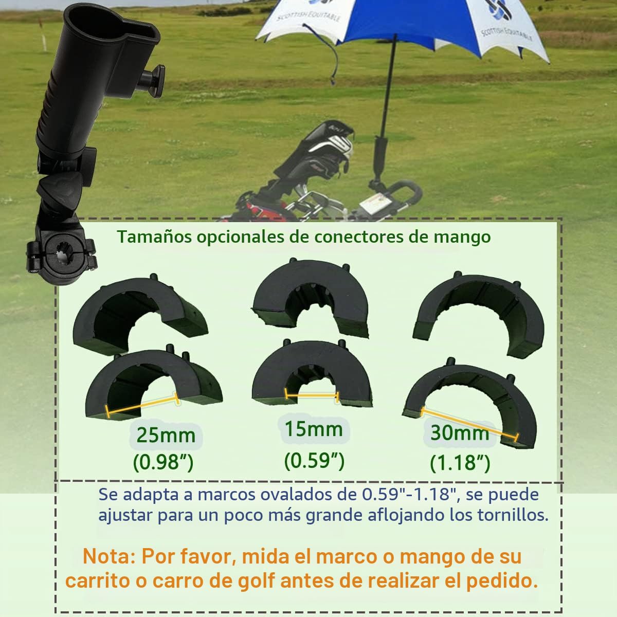 Soporte universal para paraguas 15 mm 25 mm 30 mm 38 mm para carrito de golf bicicleta cochecito