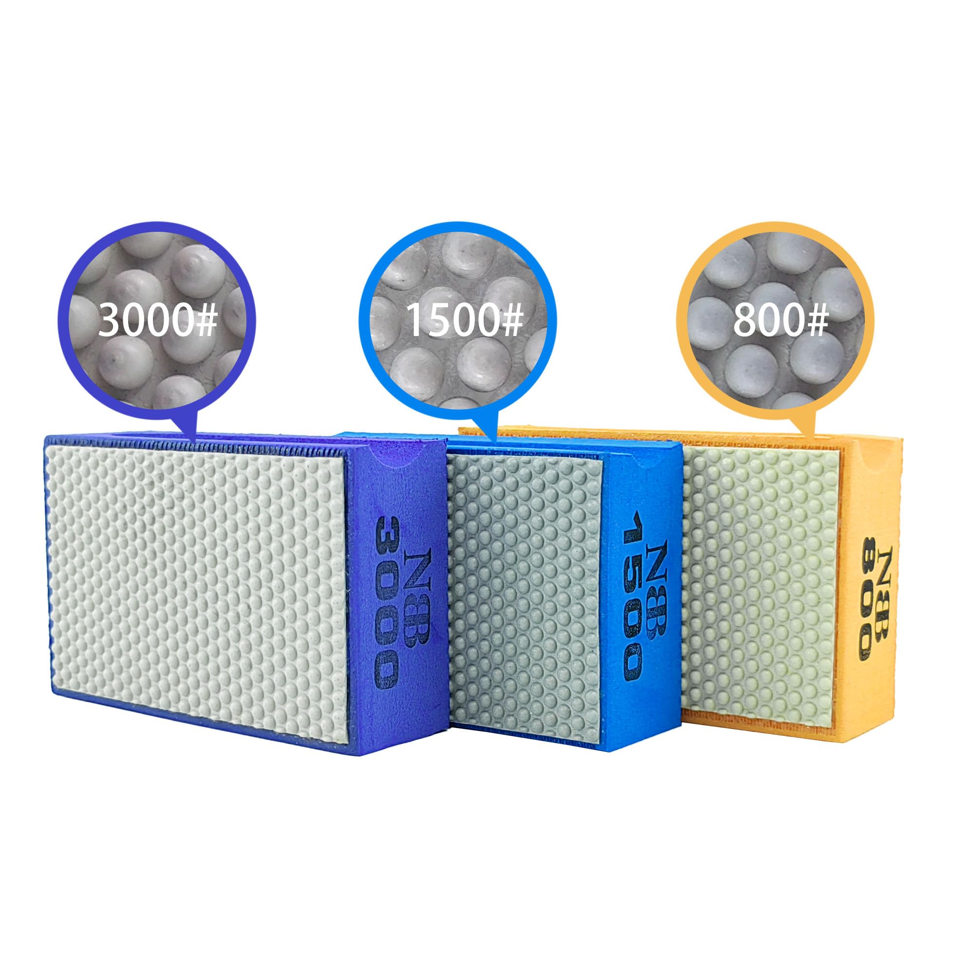 NBB Tampone diamantato a mano per levigare o lucidare, blocco diamantato/lucidatura con supporto in spugna flessibile per macinare pietra granito ceramica piastrelle vetro legno metallo (1,3000#)