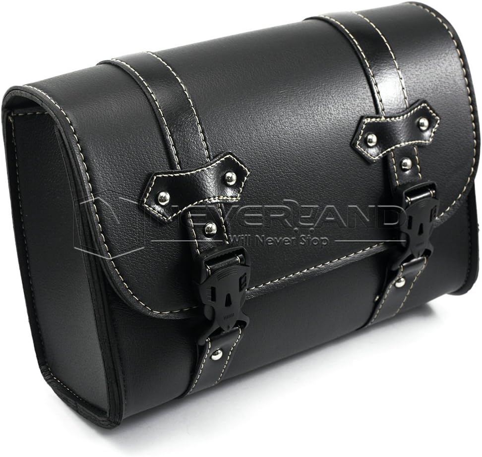 MaxPremier(TM) Black Motorcycle Saddle Bags Leather Motorbike Side Tool Pouch Tail Bag Luggage Borsello Moto Universal D20