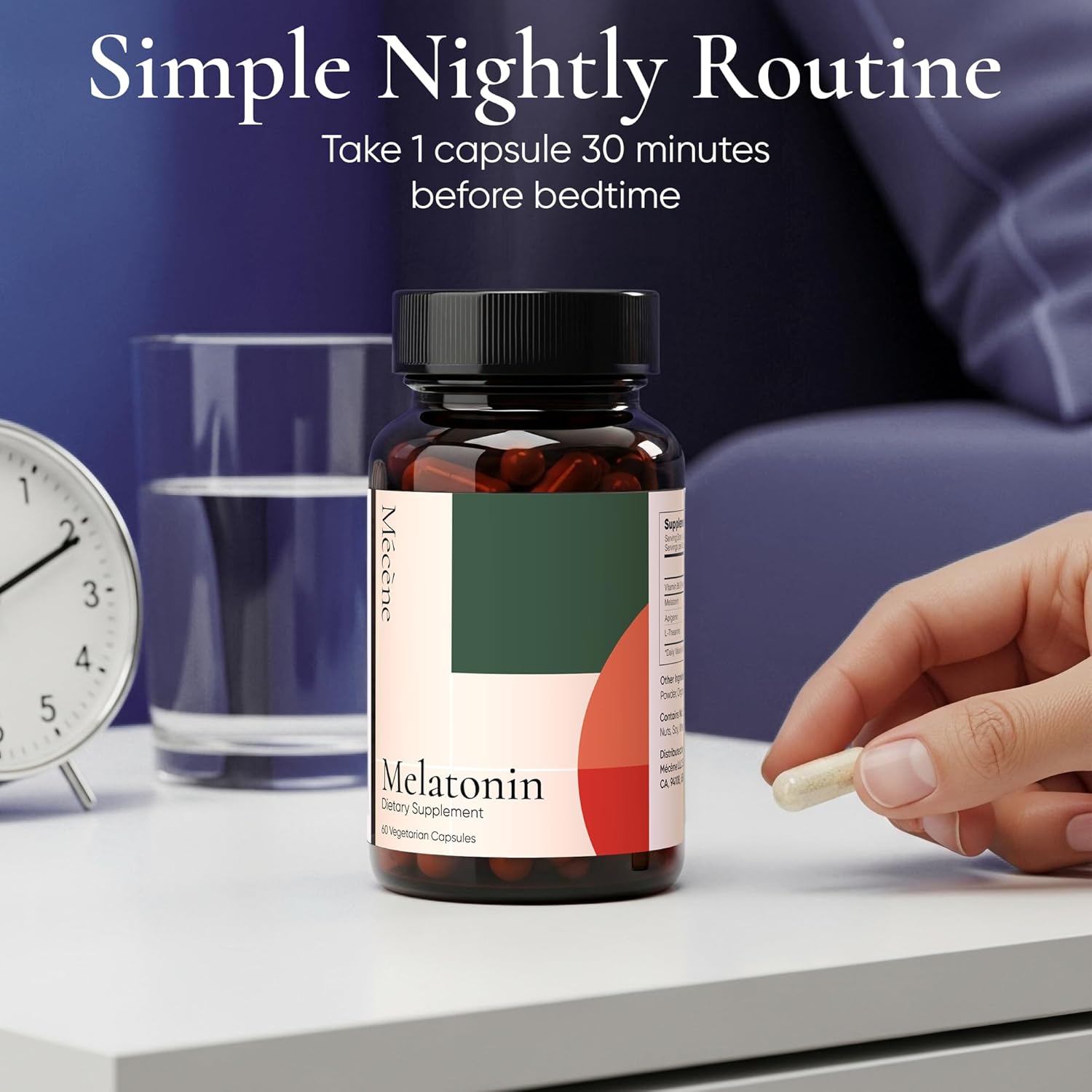 High Dose Melatonin: 30mg with L-Theanine + B6 + Apigenin - 60 Vegetarian Capsules