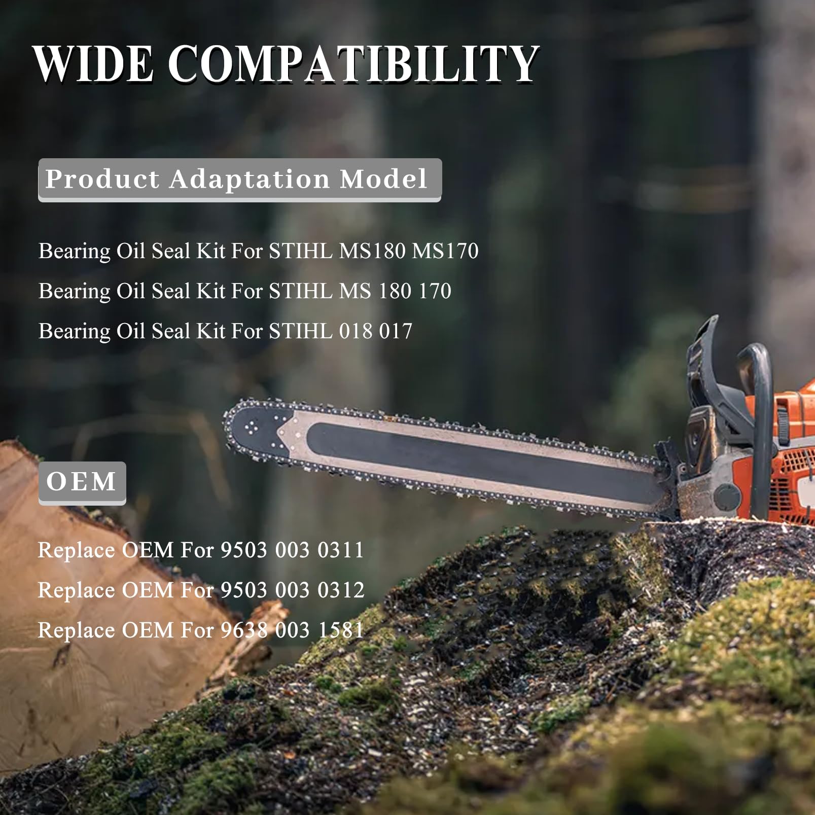 Zestaw uszczelek olejowych łożyska wału korbowego do piły łańcuchowej STIHL MS180 MS170 MS 180 170 018 017 piła łańcuchowa 9503 003 0311/9638 003 1581
