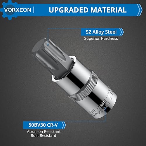 Miniatura 4 de Juego de 13 piezas de zócalos Star Bit Torx Socket T8-T70, 50BV30 CR-V y broca de acero de aleación S2 con estuche de almacenamiento, unidad de 14