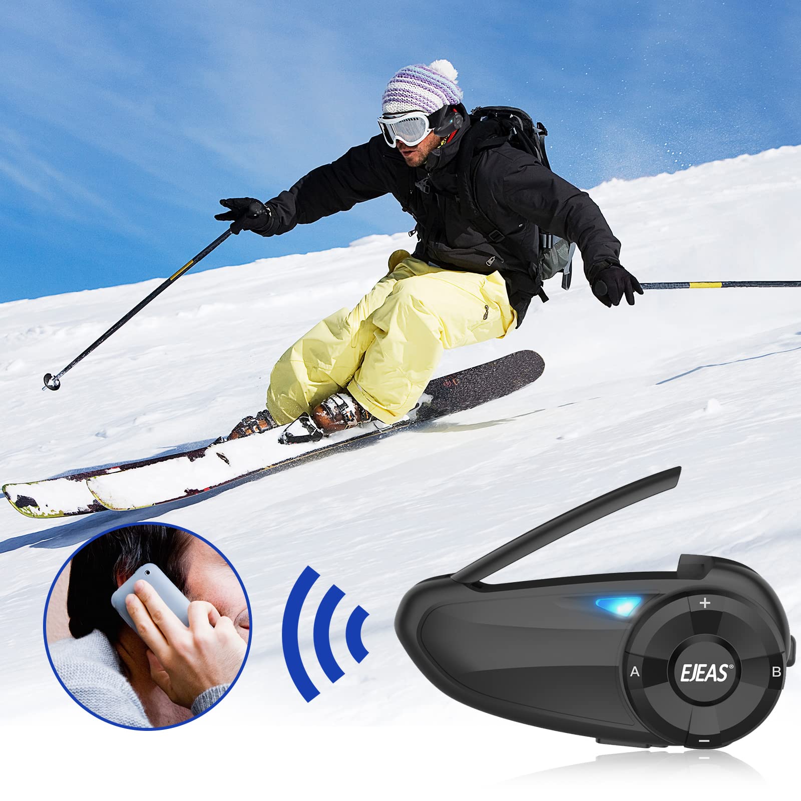 EJEAS Q7 Moto Intercom Cuffie Bluetooth fino a 7 Reiters Cancellazione del rumore CVC, FM, Bluetooth 5.1, impermeabili, 2 pezzi