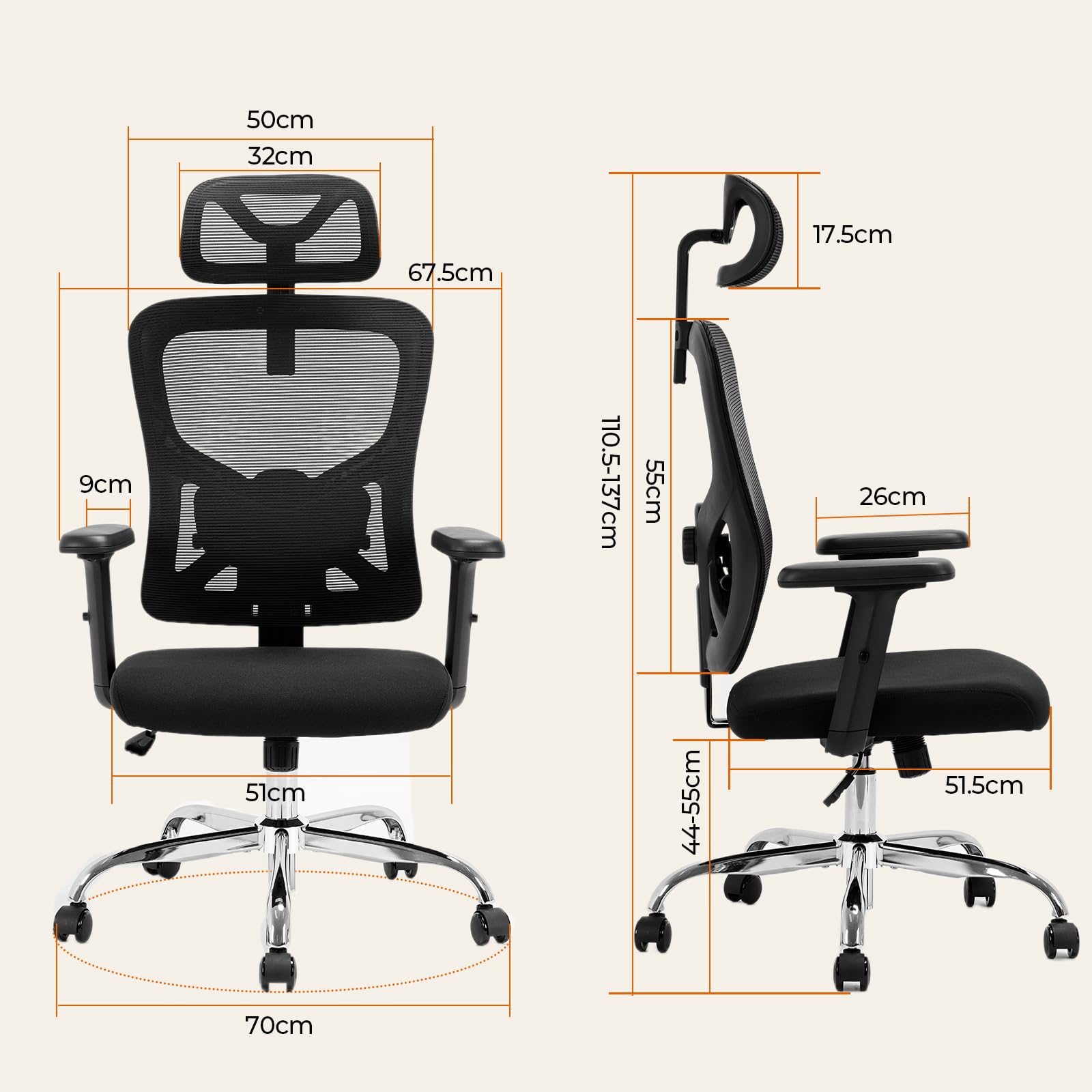 YW-1A Chefsessel Ergonomisch - Bürostuhl Netz für Homeoffice | Premium Schreibtischstuhl Ergonomisch und Chefsessel. Ein buro stuhl bequem als idealer Office Chair Ergonomic.