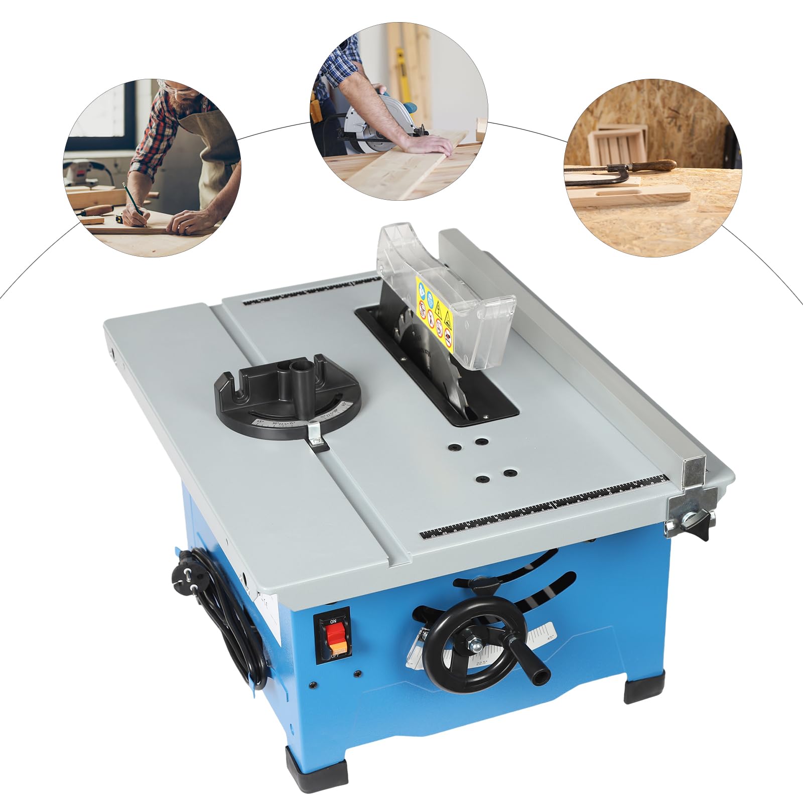 Sierra circular de mesa, ángulo de 1400 W, 220 V, sierra de mesa ajustable, altura de corte de 36 mm, 4200 r/min sierras de mesa para uso doméstico, trabajos personales de bricolaje o carpintería