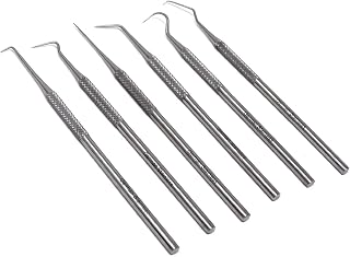 6 Piece Stainless Steel Dental Hygienist Set of Single Ended Scaler Micro Probes (# 9, 6, RA-90, 23, 17A, and # 1)