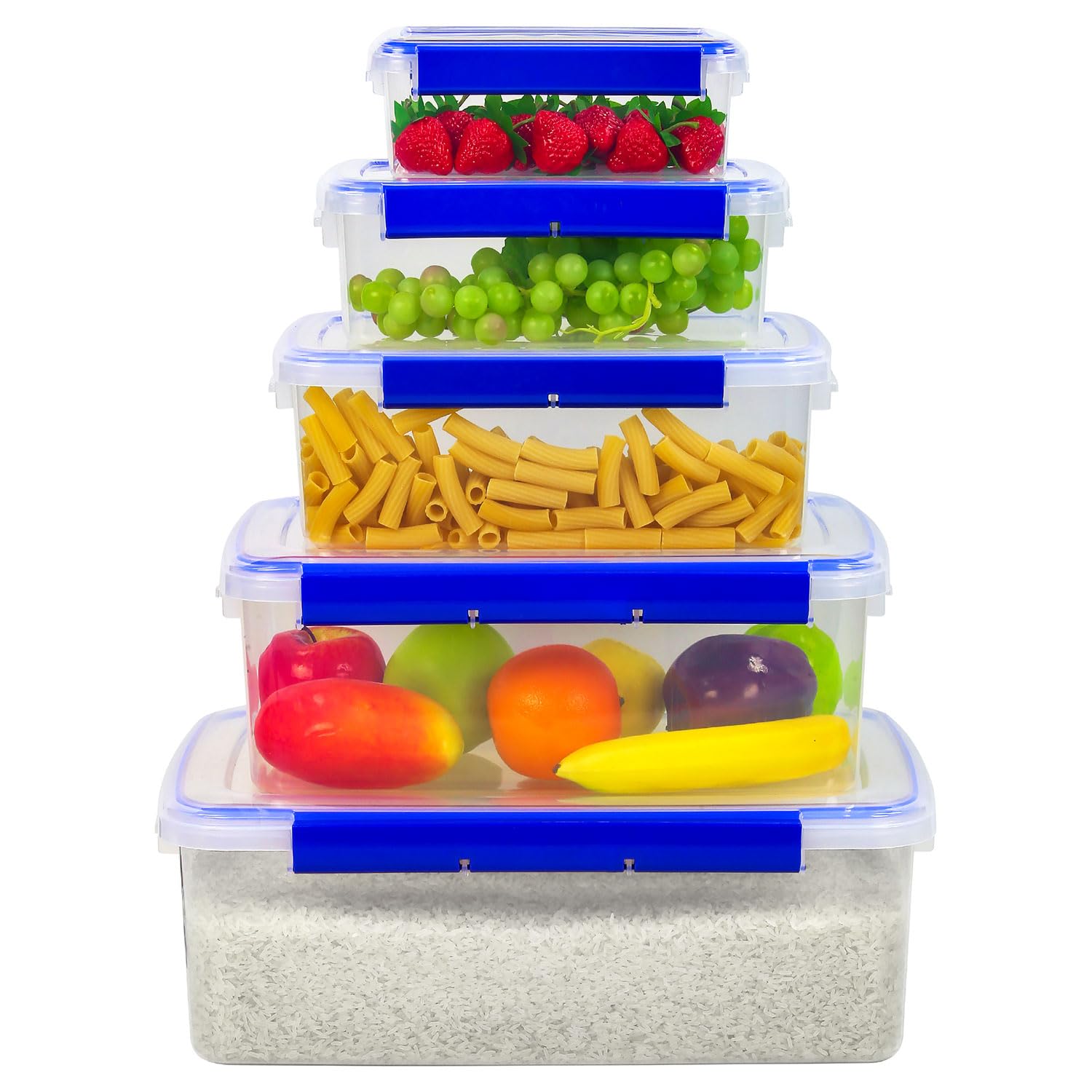 Taylor & Brown 5-Piece Large Food Storage Containers With Snap Lock LidsAirtight Stackable Kitchen Organiser For Meal Prep from B&Q
