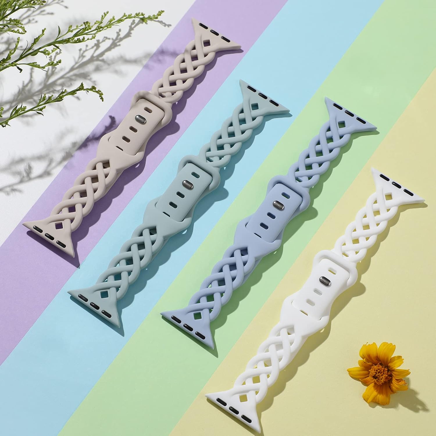 Slim Silicone Bands Compatible with Apple Watch Band 40mm 38mm 41mm 42mm 44mm 45mm 49mm Women,Breathable Braided Lace Thin Soft Sport Strap Replacement Wristbands for iWatch SE Series 9 8 7 6 5 4 3 2