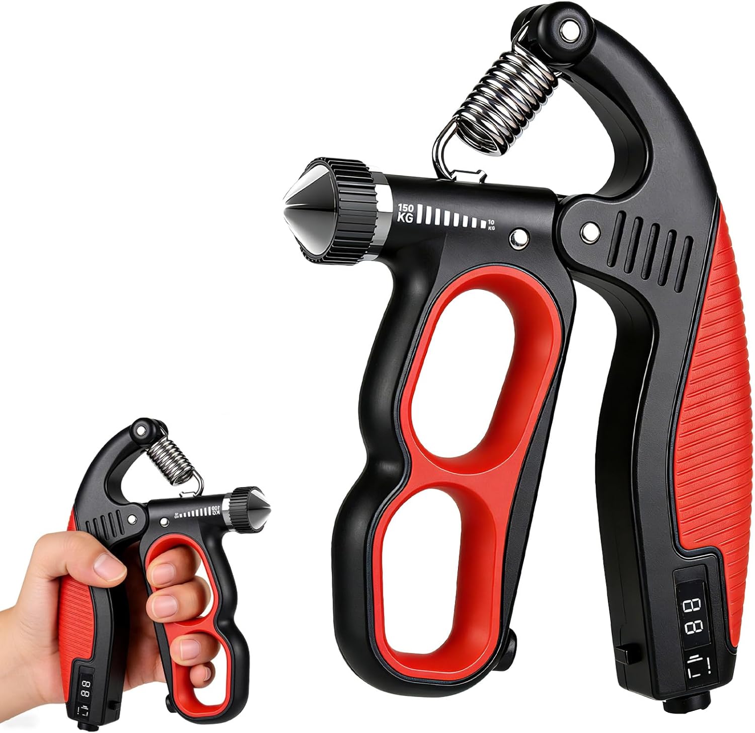 Hand Gripper Strengthener, 22-330LB Adjustable Resistance Grip Strength Trainer with Counter, Forearm Exerciser for Injury Recovery and Muscle Building