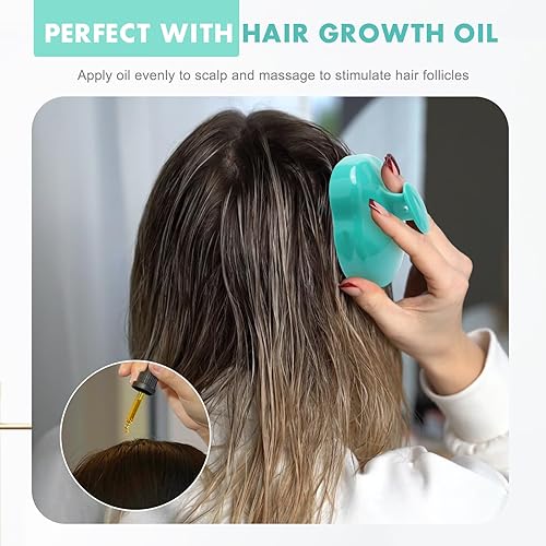 Miniatura 6 de FREATECH - Cepillo de champú para el cuero cabelludo con cerdas de silicona suaves y flexibles para el cuidado del cabello y la relajación de la
