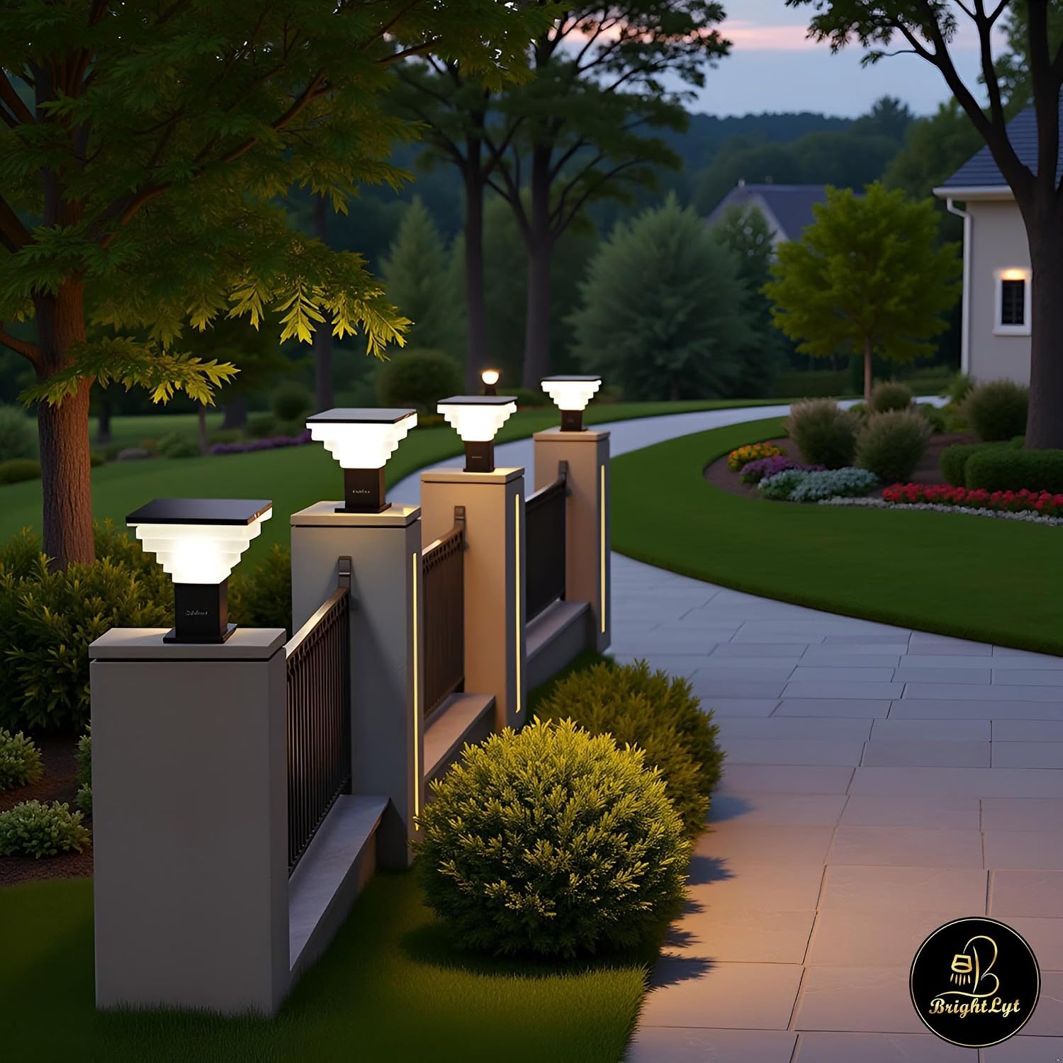 Modern Black Gate Lights - 2 Pack -5