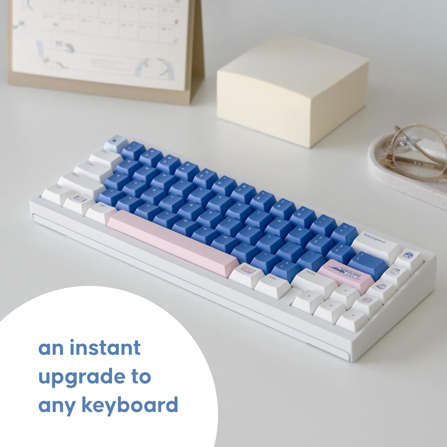 dokodoko Tokyo Mart Keycaps - PBT Cherry Profile, Dye-Sub, 168 Keys, Cute Minimalist Pastel Set for Mechanical Keyboards
