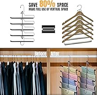 Vista 7 de Perchas para pantalones que ahorran espacio, perchas mágicas resistentes para pantalones de mezclilla, acolchado de espuma antideslizante, 5 capas