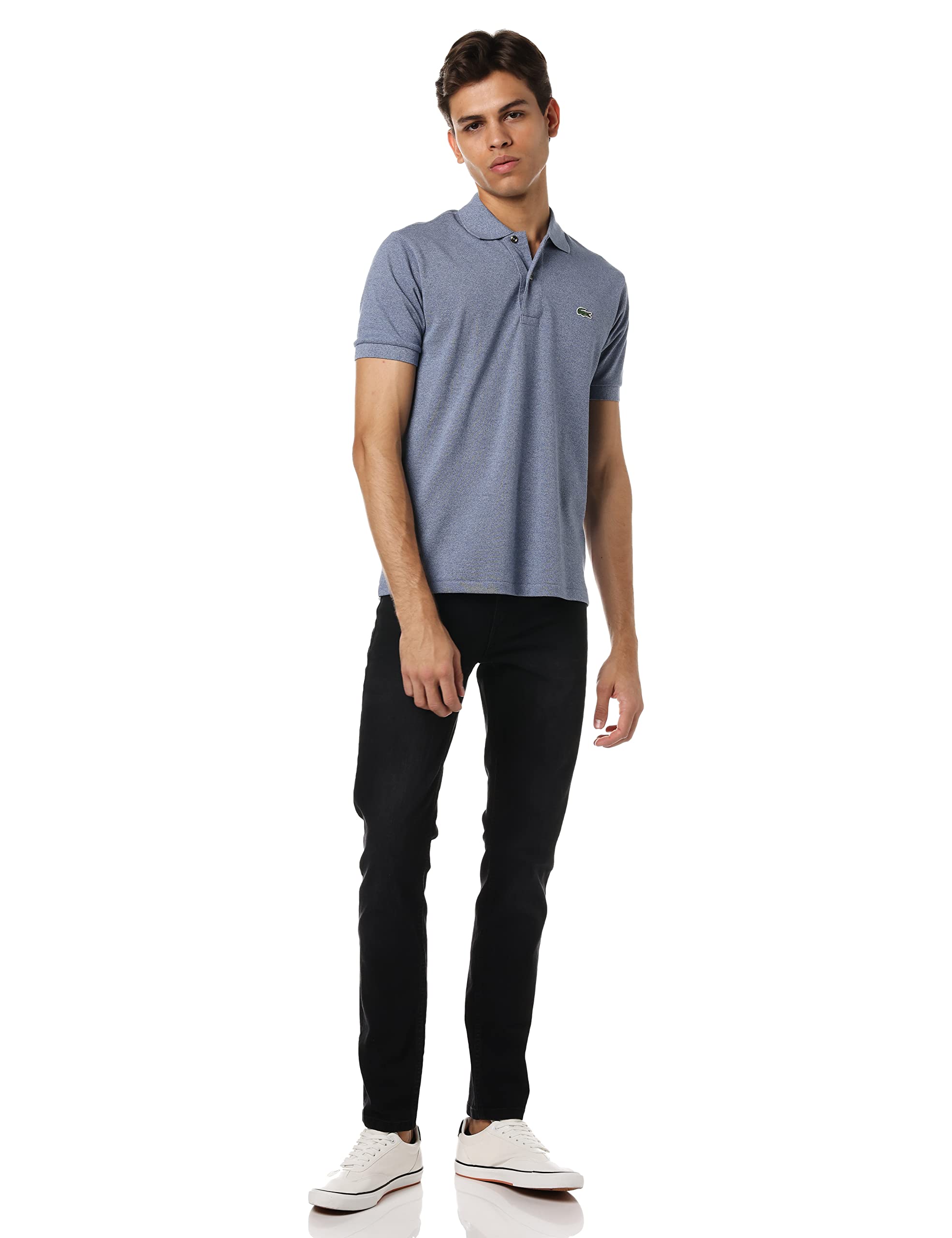 Lacoste Herren Poloshirt, klassisch, kurzärmelig, Chine Pique - Blau - X-Klein – Ansicht 5