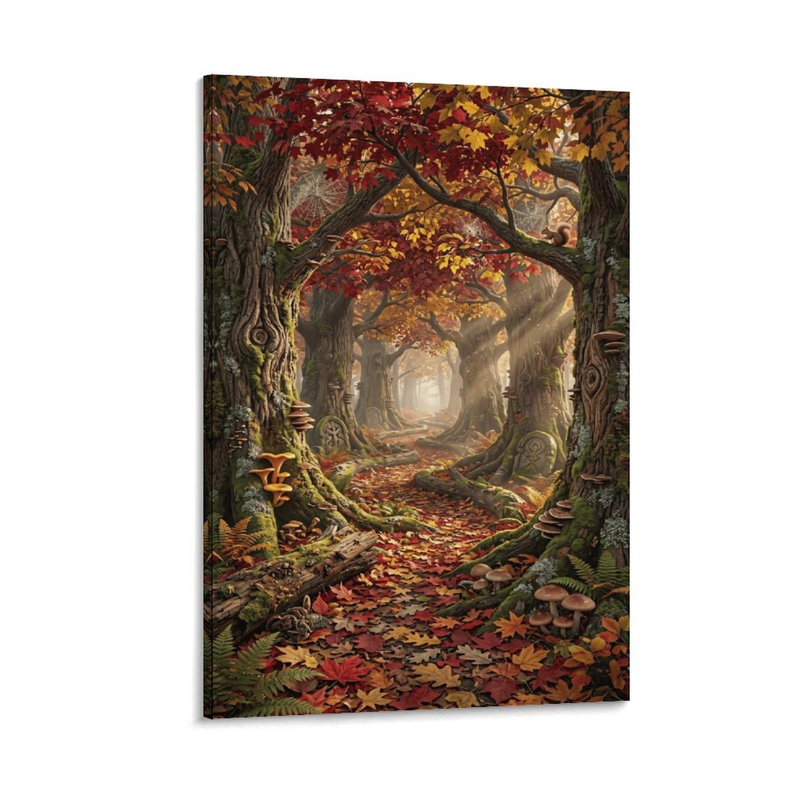 XPASHIQWC Red & Gold Maple Forest Wall Decor Poster Giclee Canvas Prints Modern Wall Art Picture Wall Hanging for Bathroom Wall Decor 16x24inch(40x60cm)