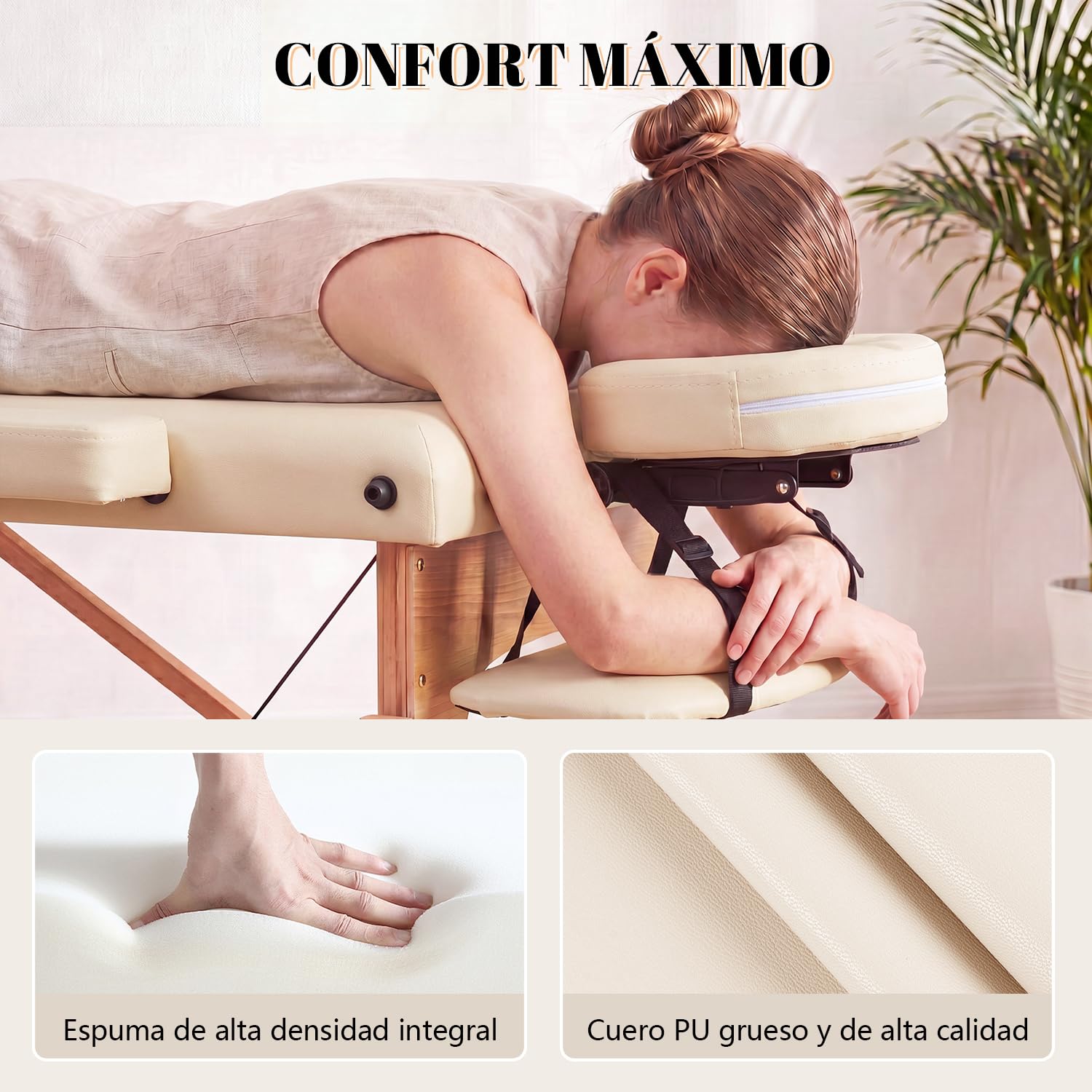 Kidol&Shellder® Cama de Masaje 60cm, Plegable, 250kg Capacidad, 9cm Acolchado, Bolso de Transporte, Cierre Double, Blanco