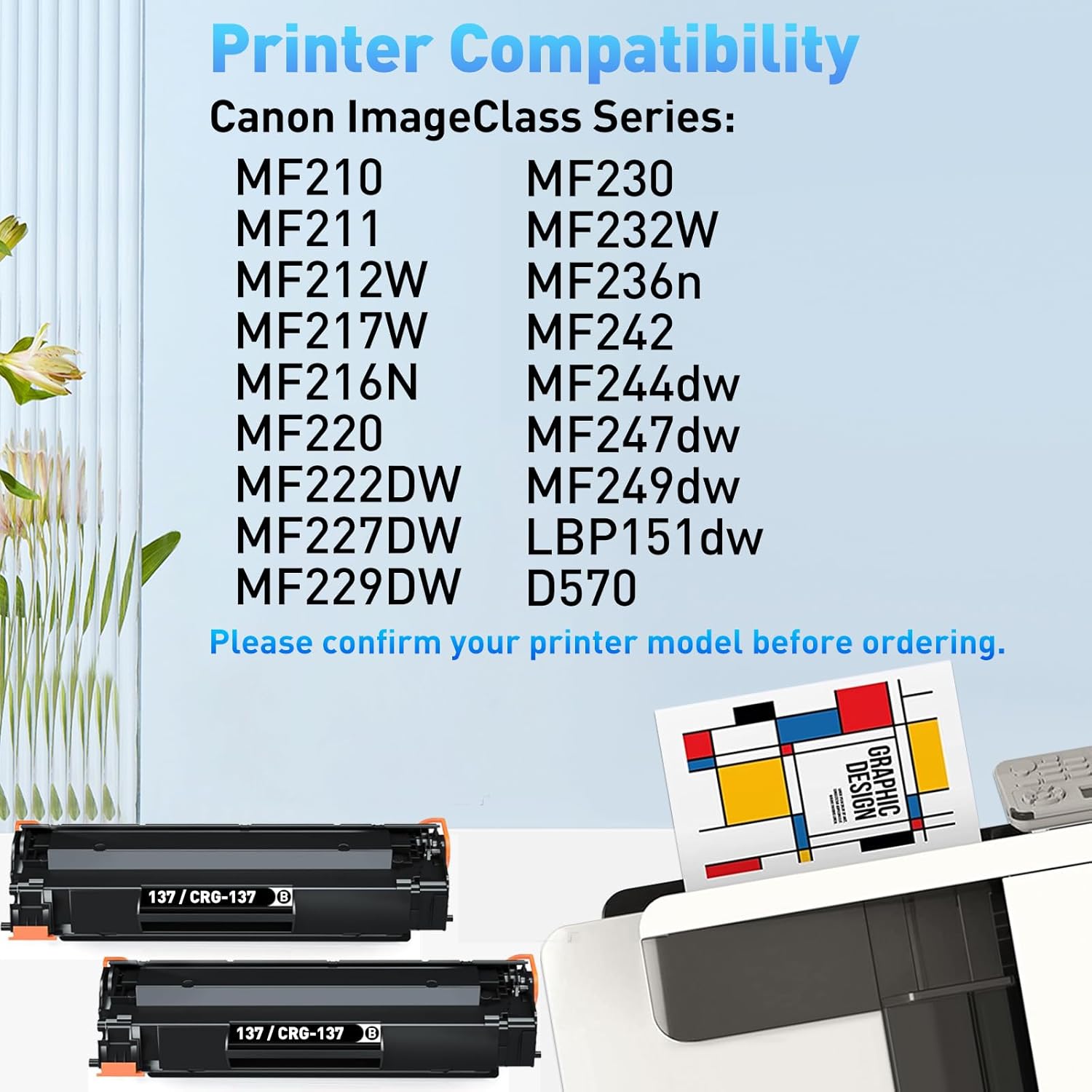 Compatible Toner Cartridge Replacement for Canon 137 CRG137 CRG-137 to Use with ImageClass D570 MF236n MF216N MF227dw MF247dw MF212w MF217w MF244dw Printer (Black, 2-Pack)