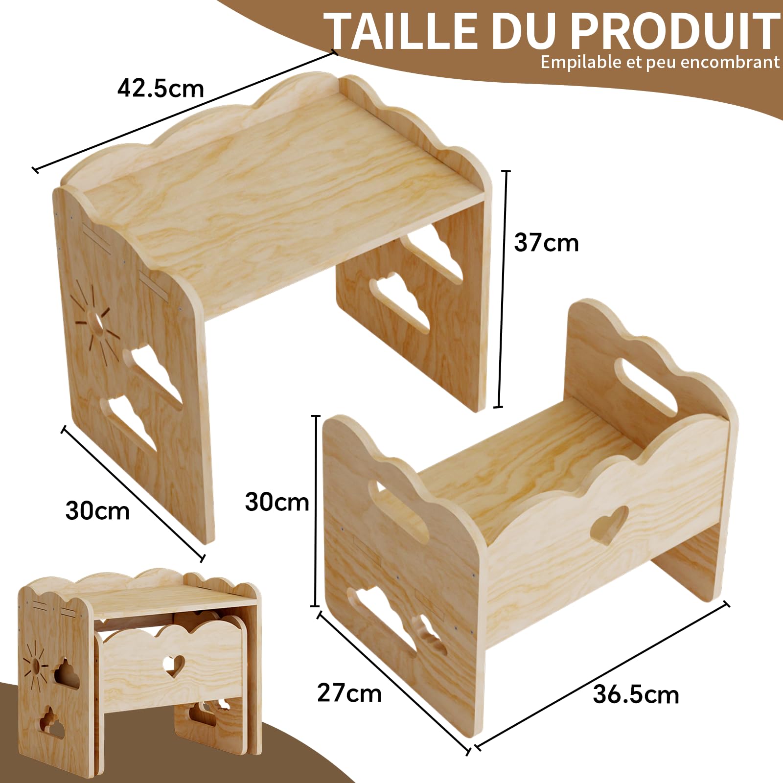 Table Et Chaise Enfant, Petite Table Montessori, Idéal pour Les Repas, l'apprentissage Et Le Jeu, Facile à Assembler