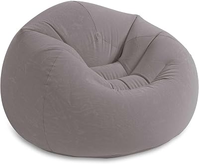 Intex 68579NP – Poltrona Sacco Gonfiabile, Vinile, Grigio, 114x114x71 cm