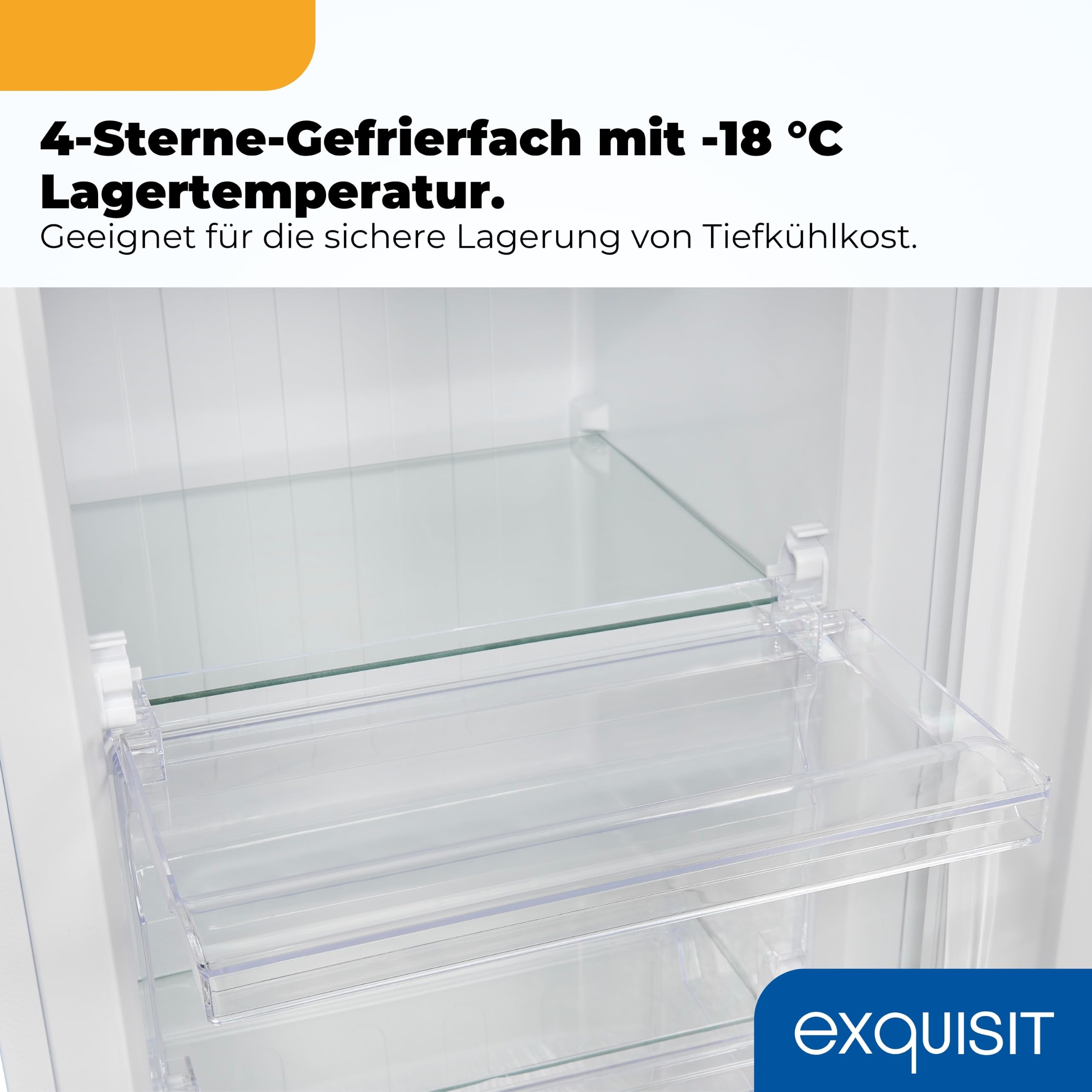 Exquisit GS5111-330E Gefrierschrank - 63 l Gefrierer Weiß - Kompakt | E-Klasse Mini-Gefrierschrank - 4-Sterne-Gefrieren - 39 dB Leise - Wechselbarer Türanschlag für Single-Haushalt