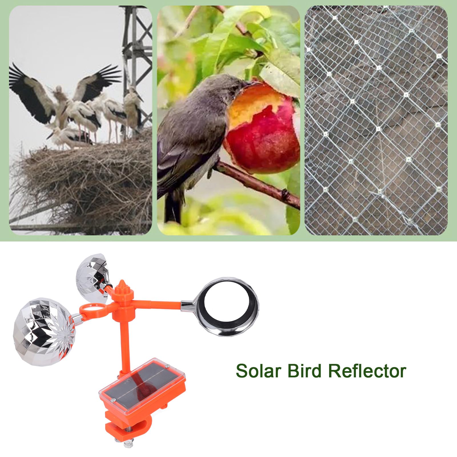 Reflektierende, Sich drehende Abschreckungsgeräte für Vögel, visueller Vogelschreck, rotierende Prismen mit eingebautem Echolot, Vogelabwehr im Freien für Möwen, Tauben, Garten,