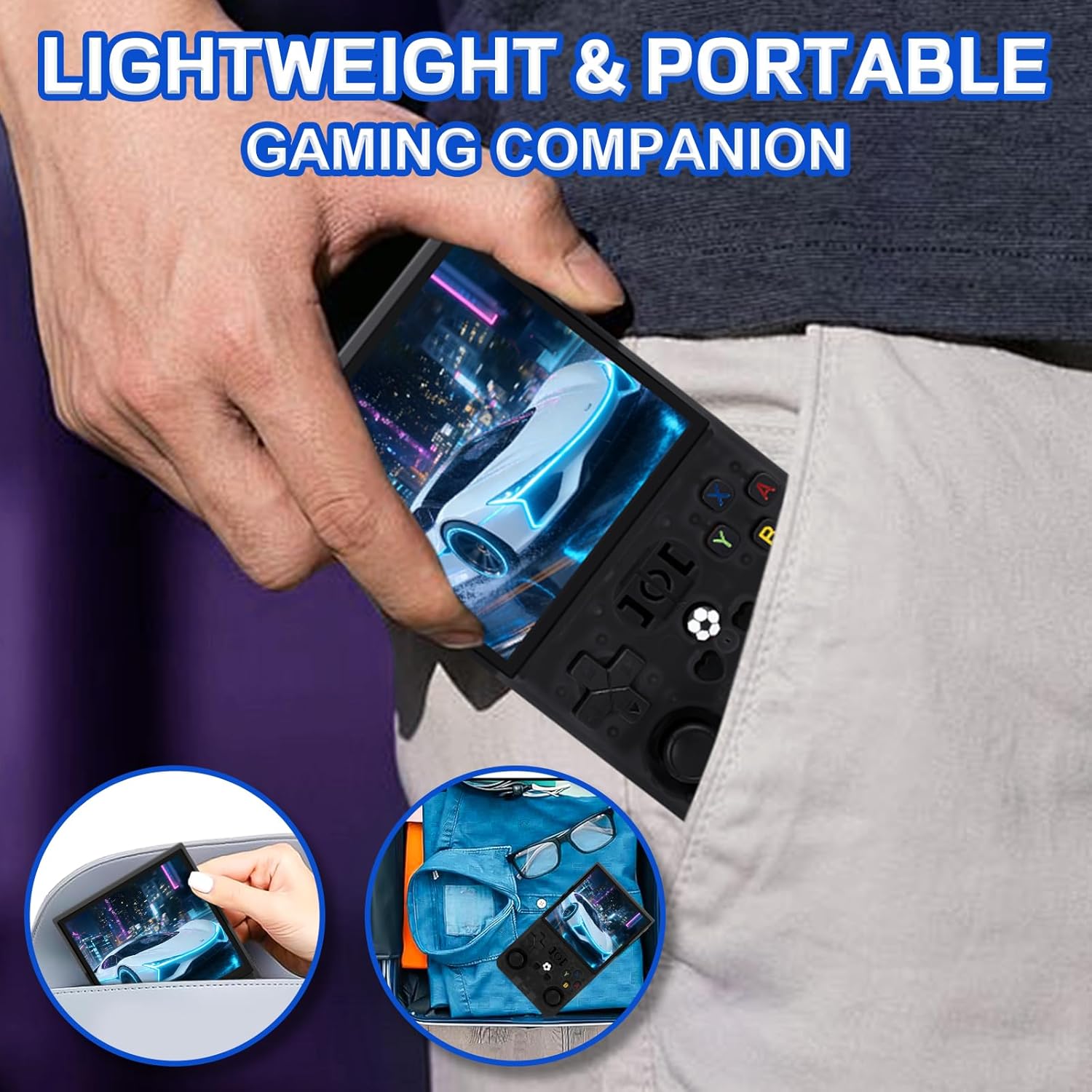 R36MAX Handheld Game Console - 4.0-Inch Screen, Support 22000+Classic Games,128G TF Card,Portable Console with Open Source System,4000mAh Battery,Birthday Gift for Adult or Partner - Black