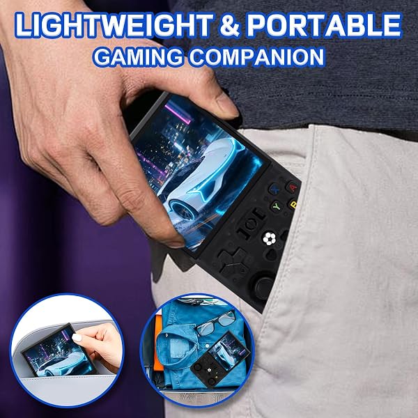 R36MAX Handheld Game Console - 4.0-Inch Screen, Support 22000+Classic Games,128G TF Card,Portable Console with Open Source System,4000mAh Battery,Birthday Gift for Adult or Partner - Black - 5