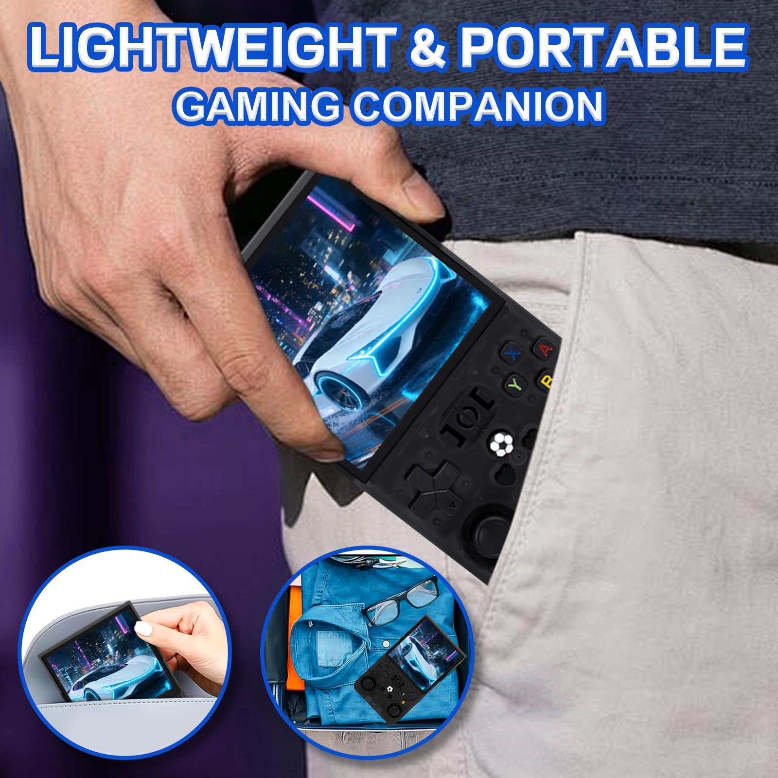R36MAX Retro Video Game Console - Portable Console with 4.0-Inch HD Screen,128G TF Card,Support 22000+Classic Games,Open Source System,4000mAh Battery,Birthday Gift for Adults-Black — view 6
