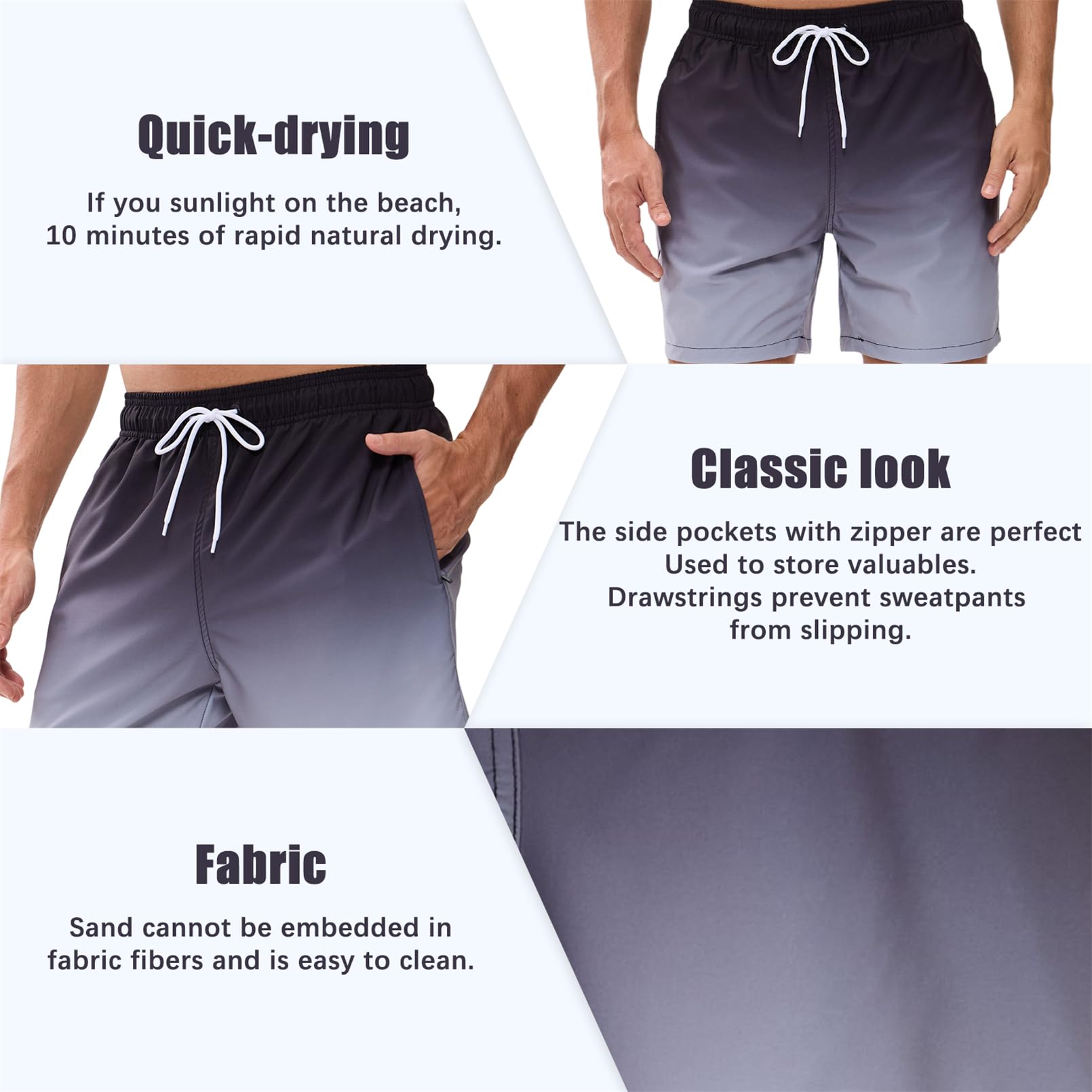 Vorvowry Costume Uomo Mare Calzoncini Asciugatura Rapida Costumi da Bagno Impermeabile Boxer con Tasca Estivi Pantaloncini Uomo Colore Sfumatore per Nuoto Corsa Fitness