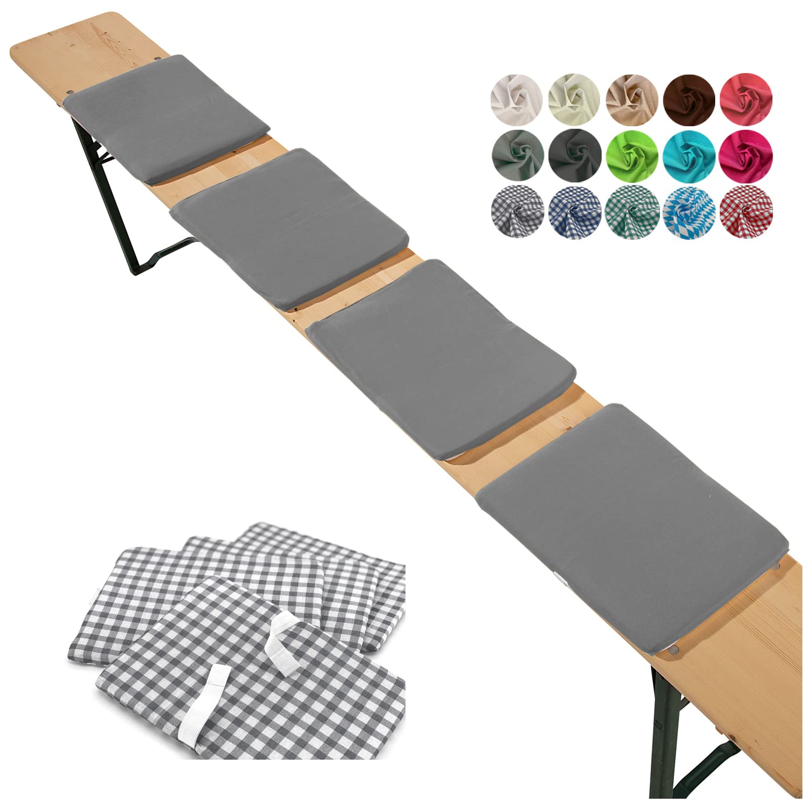 heimtexland ® Set di 4 cuscini per panchine da birra, cuscino decorativo da giardino, tipo 859, antracite