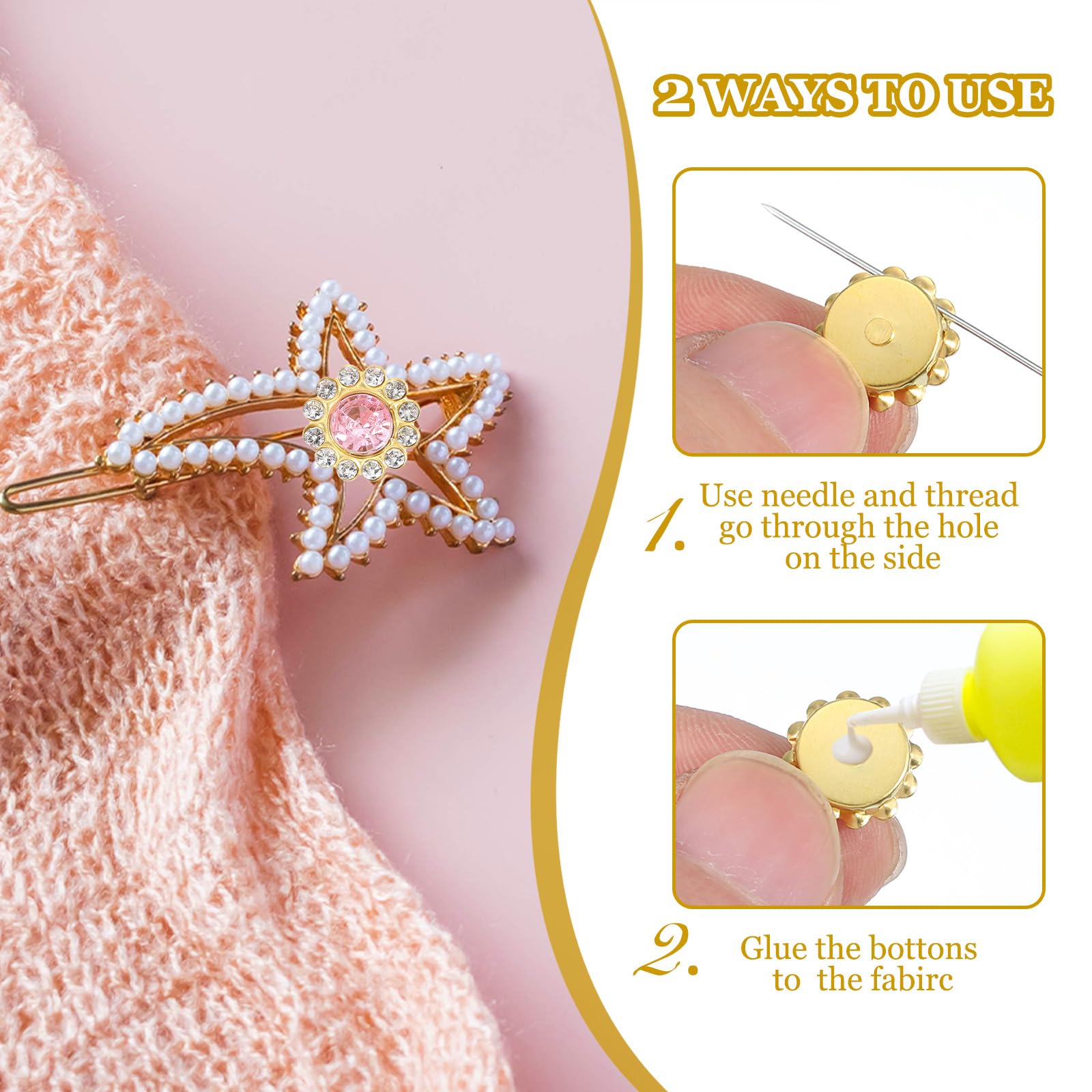 PATIKIL 100 Pcs Sew on Rhinestones Crystals 10mm 2 Layers Sewing Sunflower Flower Claw Rhinestones Crystals Glass Gems Metal Base for Wedding Dress Clothes Crafts Decoration Multicolor - Image 3