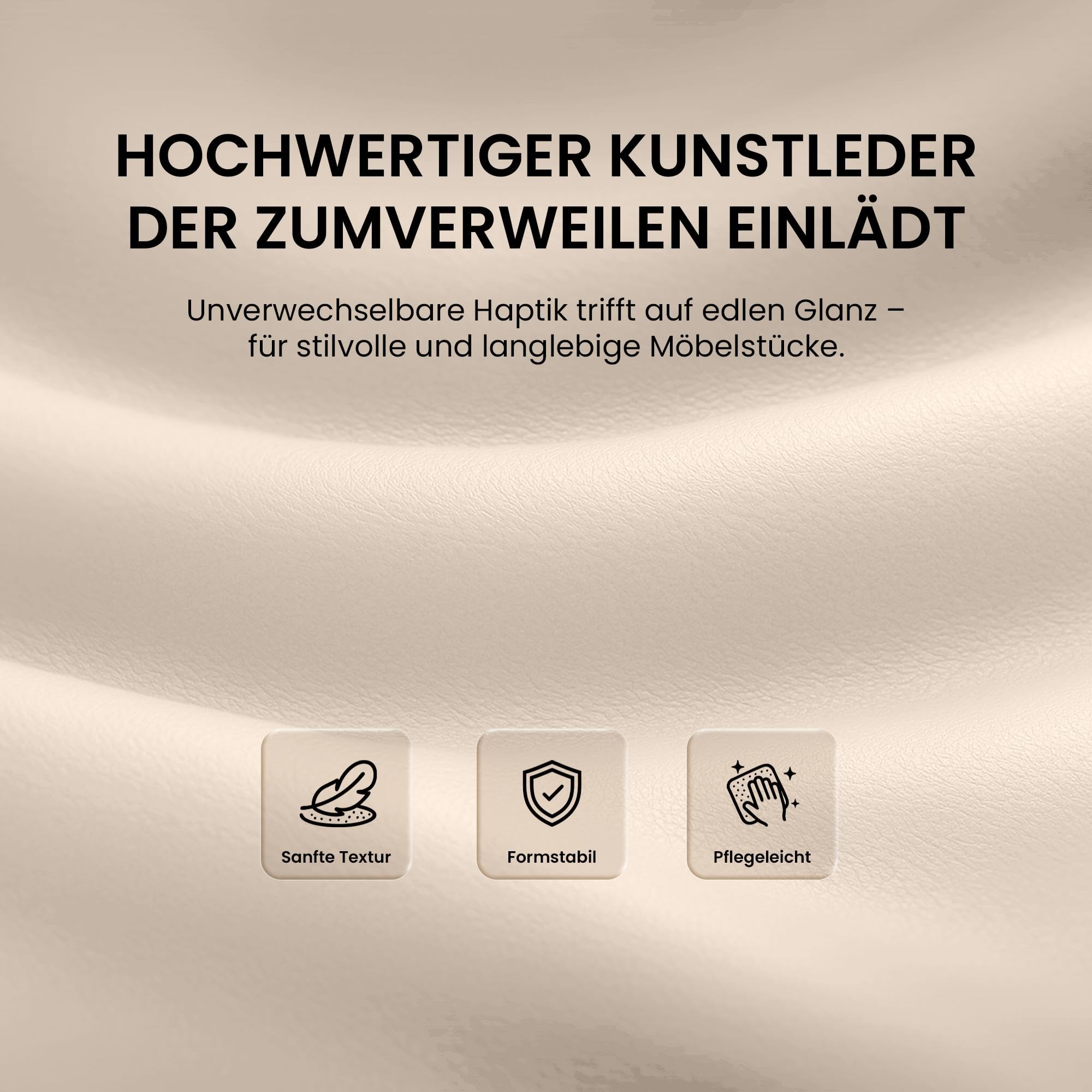 CLP Esszimmerstuhl ergonomisch Hobart, Freischwinger mit Armlehnen gepolstert, Metallgestell stabil, Konferenzstuhl modern, Farbe:Creme, Material:Kunstleder