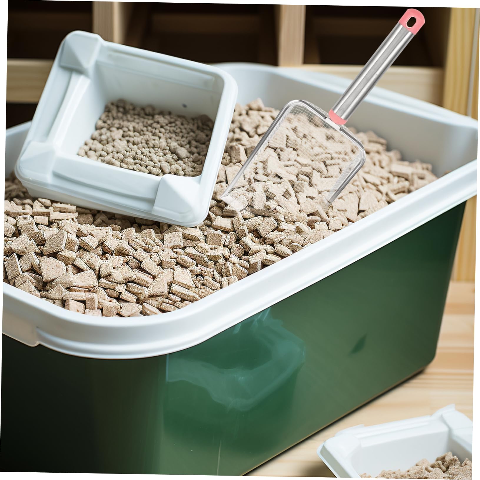 POPETPOP 5 Pièces Pelle à Litière pour Chat Bacs Poubelles Pelle à Crottes De Chat Pelle à Litière en Maille pour Chat Pelle à Litière en Métal Acier Inoxydable Bentonite Animaux
