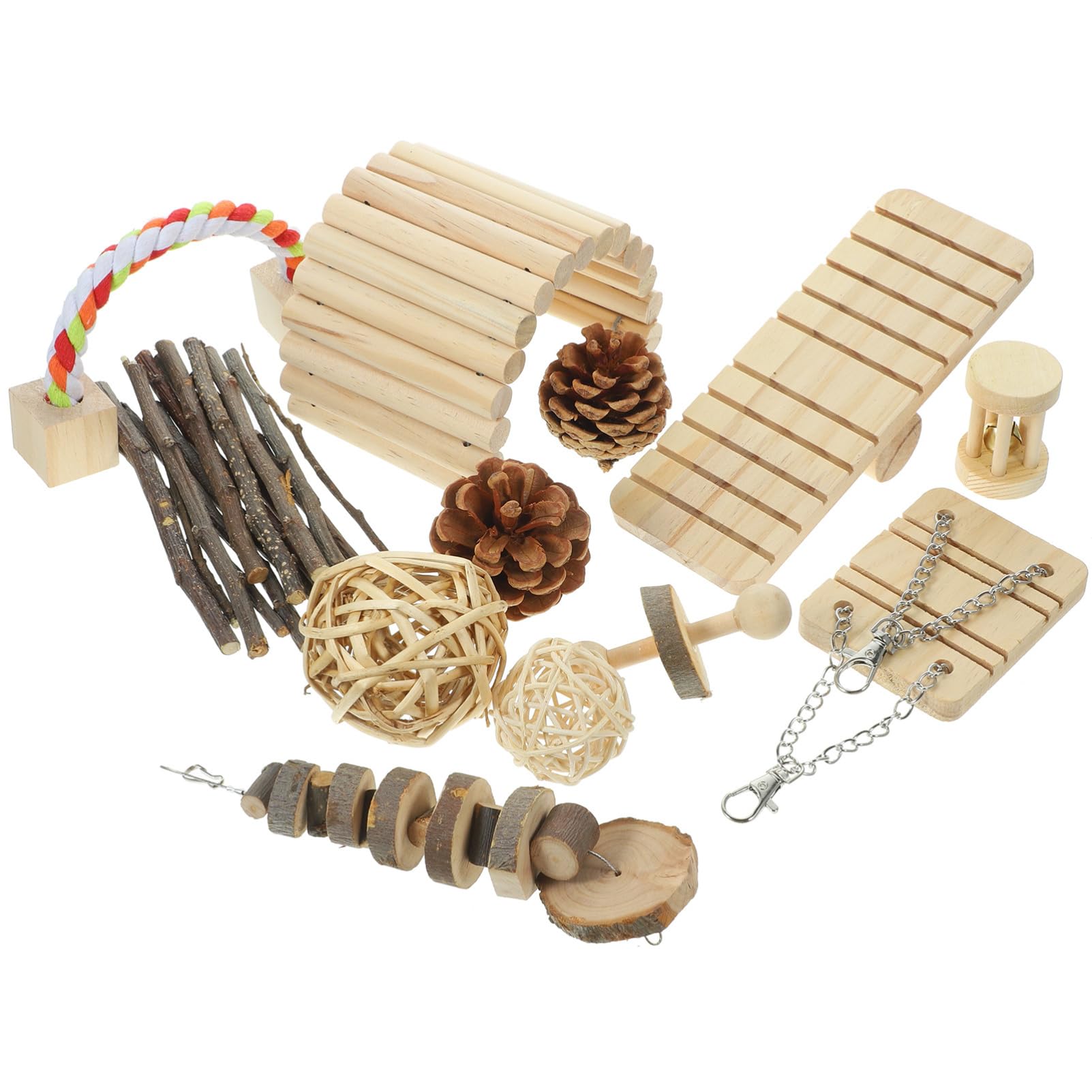 1satz Hamster Kauspielzeug Set Für Kleine Tiere Multifunktionale Rutsche Schaukel Und Nager-Spielzeug Zahnpflege Für Hamster Kaninchen Und Meerschweinchenpapierverpackung