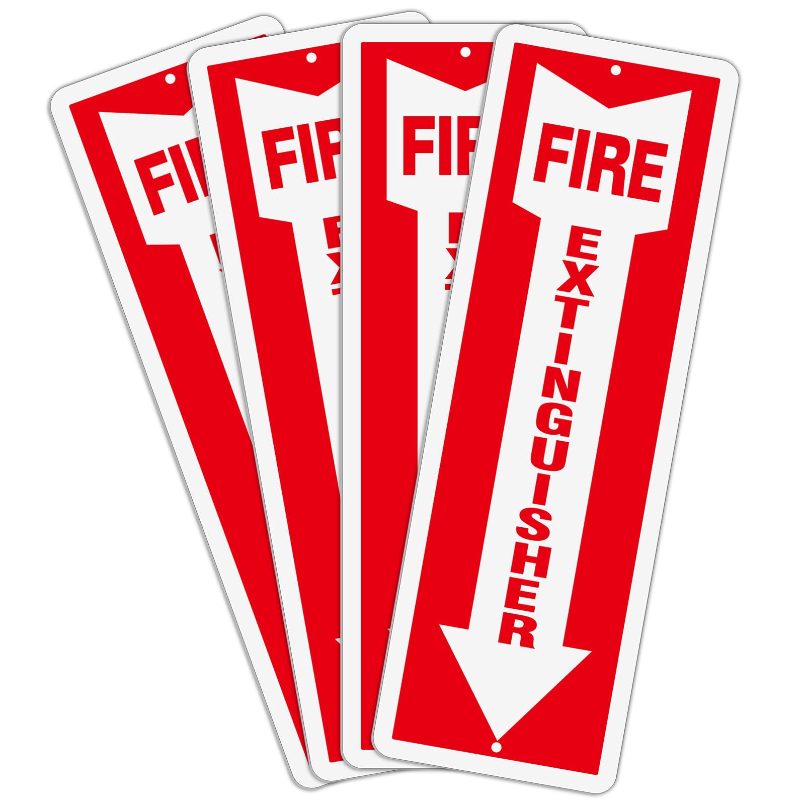 Fire Extinguisher Sign-4 Pack, 12"x4" Heavy-Duty Aluminum Fire Extinguisher Safety Sign With Arrow, Weather, Scratch, Water and Fade Resistance- Ideal
