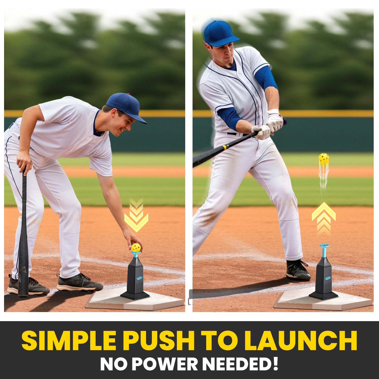 Machine à lancer portable pour baseball et softball, hauteur jusqu'à 101,6 cm avec 12 balles pour la pratique du swing sans lanceur, frappe, équipement d'entraînement de baseball