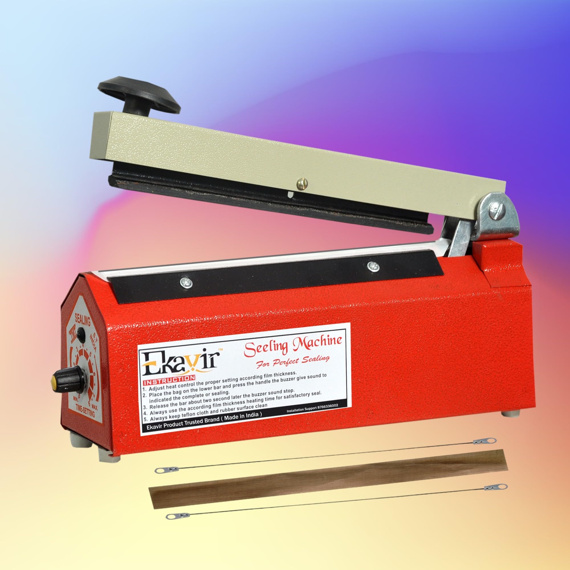 Ekavir Sealing Machine, 8 Inch (200 mm) - Ideal for Household and Industrial Use, Adjustable Heat Settings - Seals Various Materials with Ease