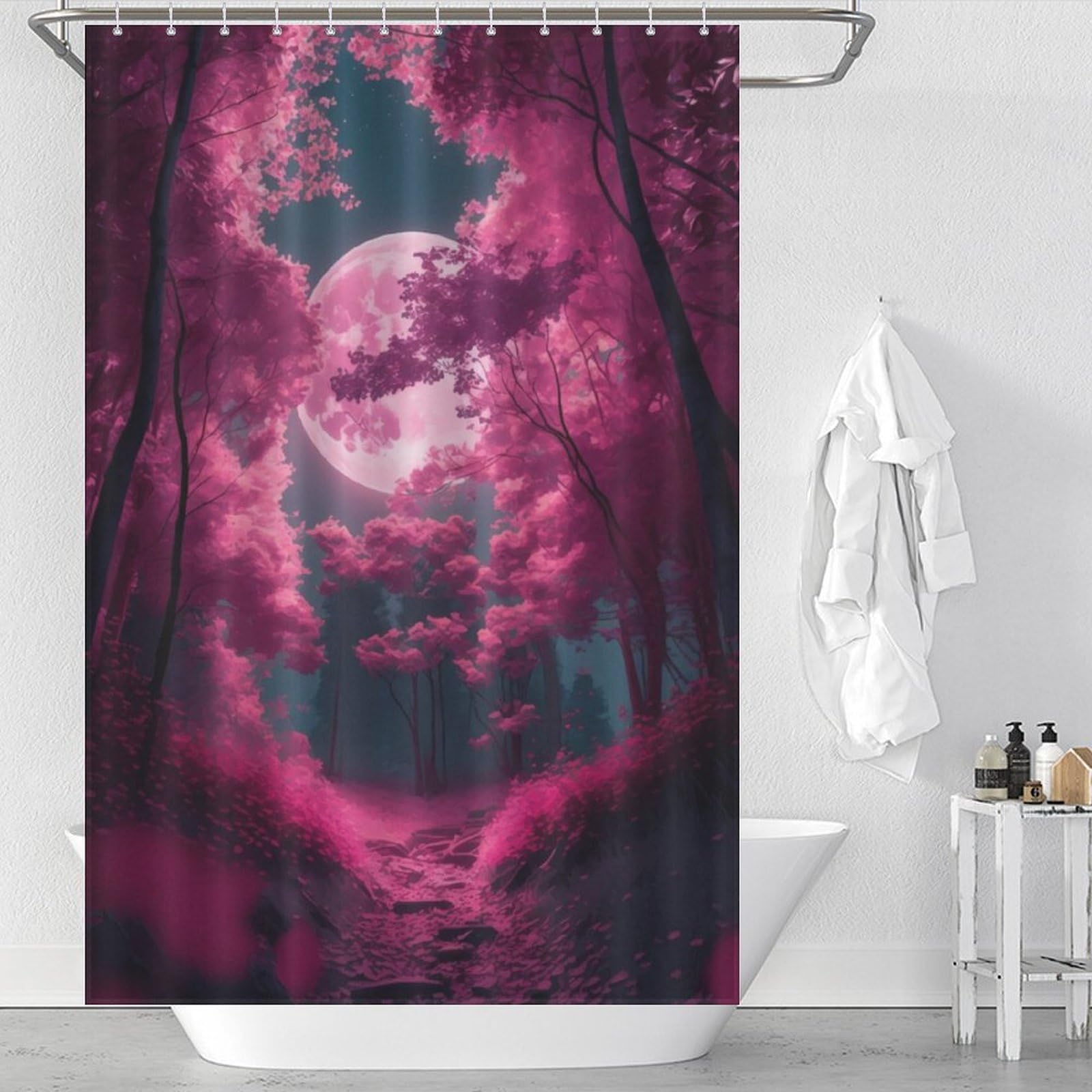Rideau de douche Sakura pour une salle de bain zen et fleurie 122x183 cm