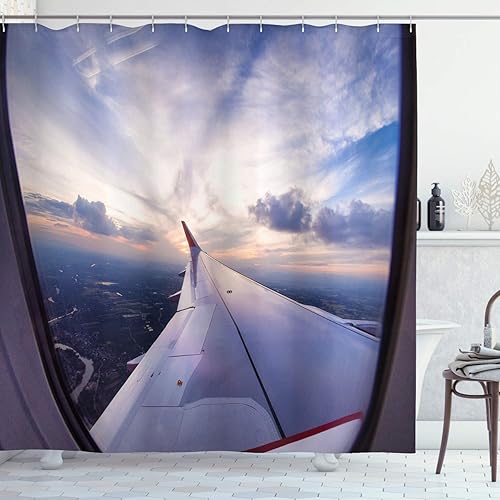 Ambesonne  Juego de cortina para regadera de baño, de colección, con ganchos
