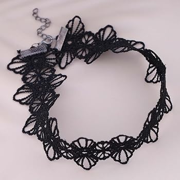 Collana Girocollo Floreale In Pizzo E Velluto | Camelia Nera | Boho Vintage | Gioiello Per Donne E Ragazze - 2