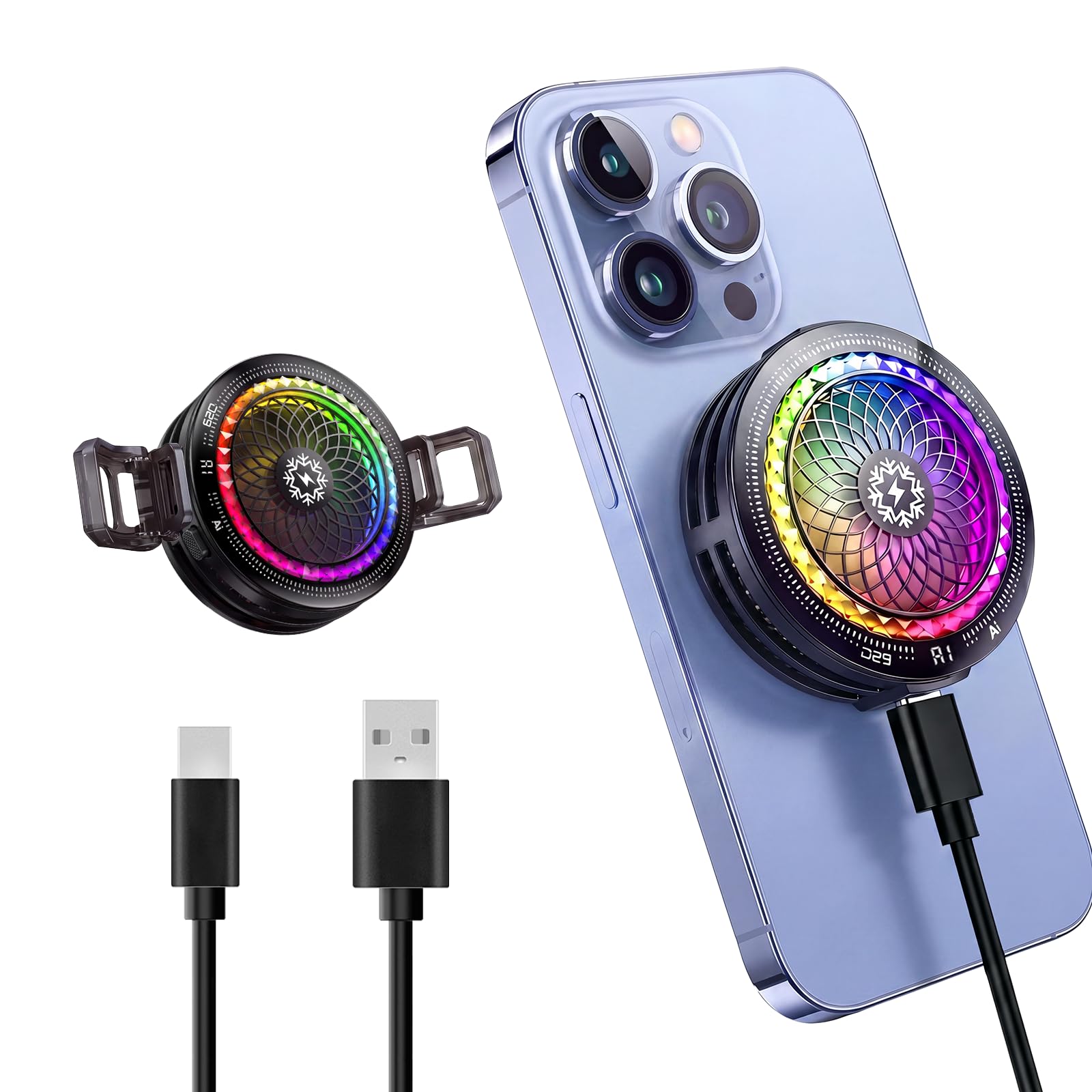 MOBILIFE Phone Cooler, 15W Magnetic Mobile Cooler for Gaming, Instant Cooling Fan with Semiconductor Technology, 5 Cooling Modes, RGB Lighting, Gaming Cooler for Smartphones-image-41