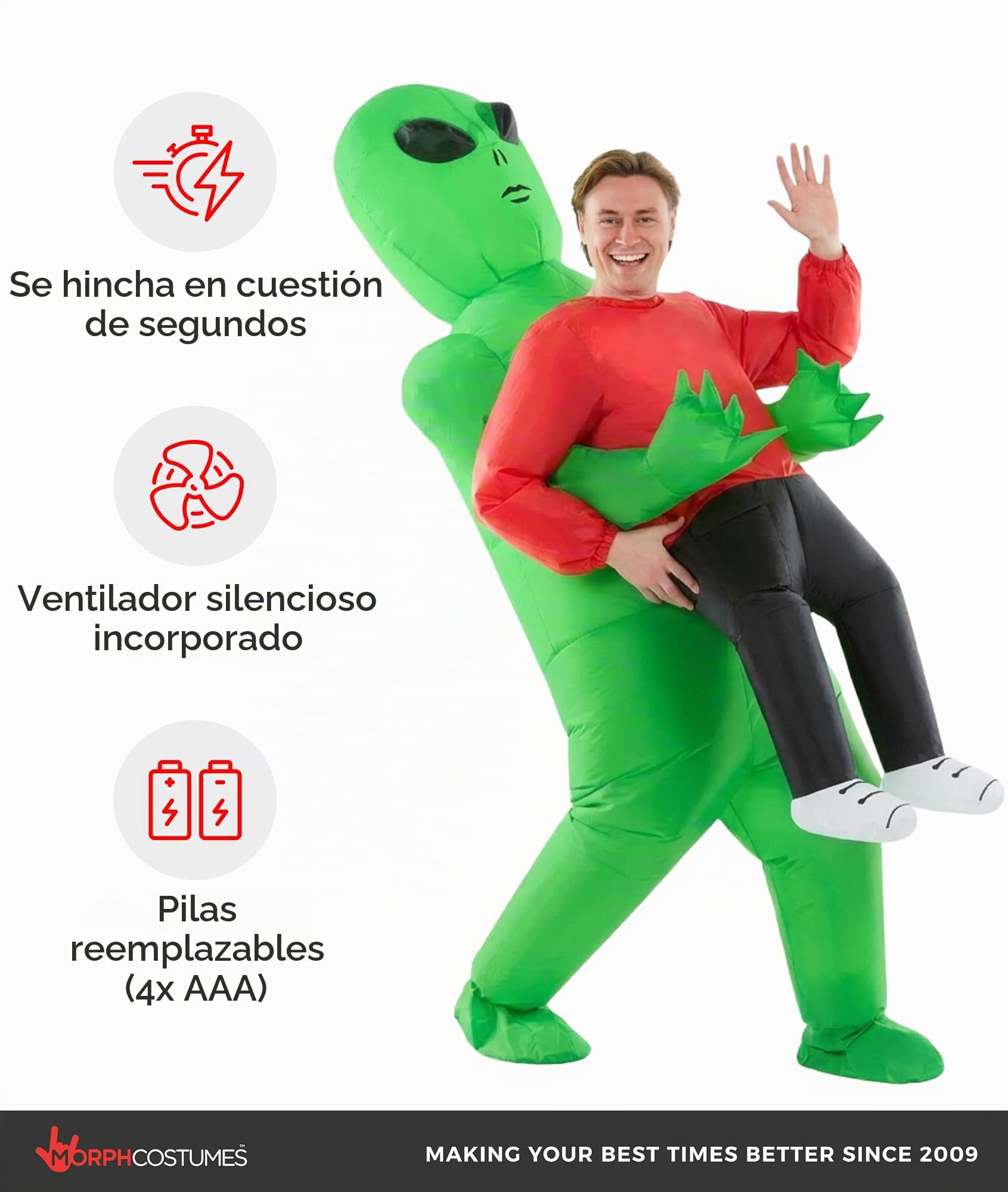 Morph Disfraz inflable rojo de alienígena para adultos, disfraz de alienígena para adultos, disfraces inflables para adultos