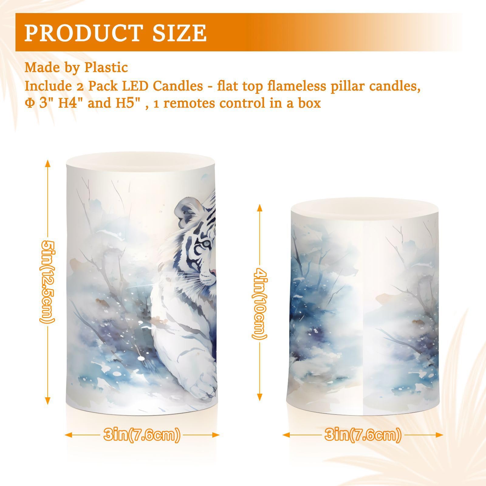 Mnsruu Flickering Flameless Candles Tiger Walk LED Candles with Remote Timer Set of 2 Battery Operated Candle Home Decoration — view 5